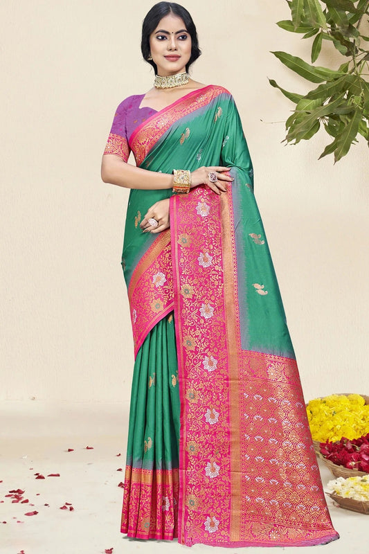 Rama Green Silk Woven Traditional Saree NCSD11010317