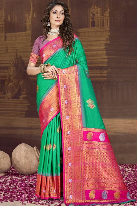 Rama Green Silk Woven Traditional Saree NCSD11010332