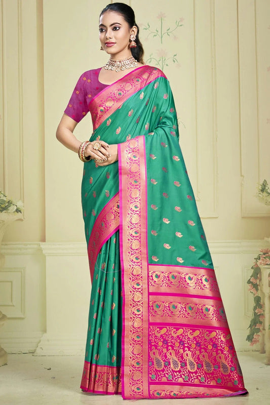 Rama Green Silk Woven Traditional Saree NCSD11010373