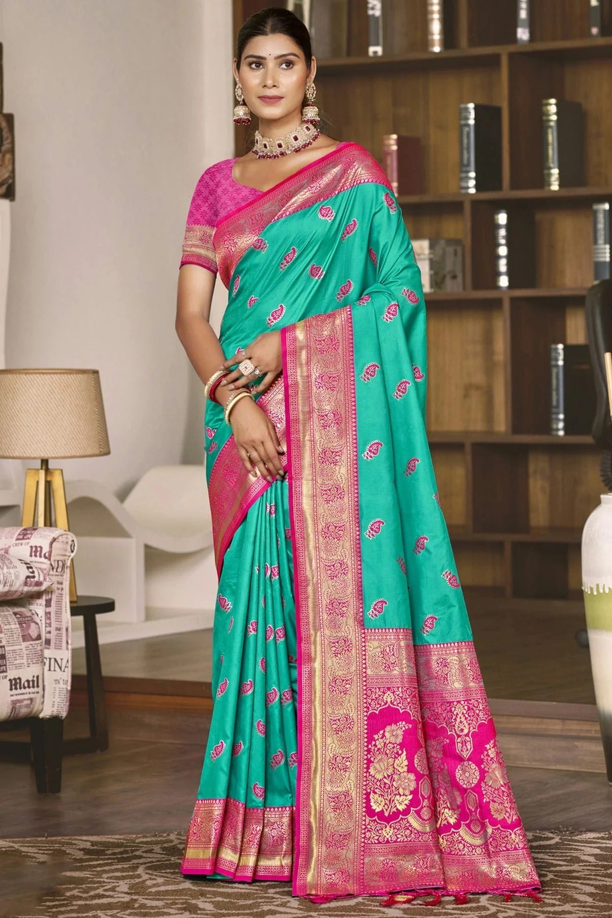 Rama Green Silk Woven Traditional Saree NCSD11010406