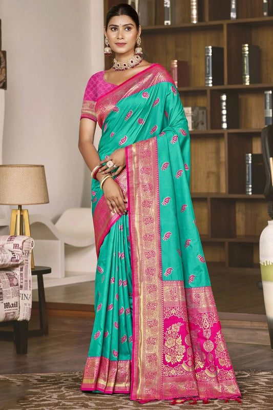 Rama Green Silk Woven Traditional Saree NCSD11010406