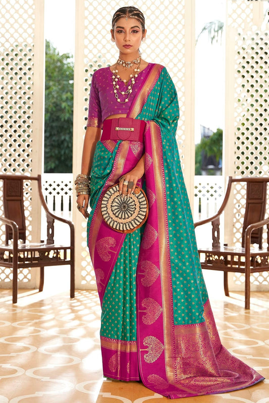 Rama Green Soft Banarasi Silk Woven Saree NCSD12910157