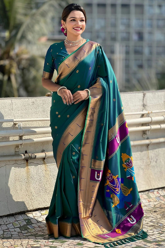 Rama Green Soft Silk Paithani Saree NCSD11111466