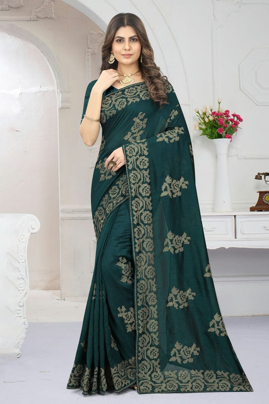 Rama Green Vichitra Silk Designer Saree NCLC11210433