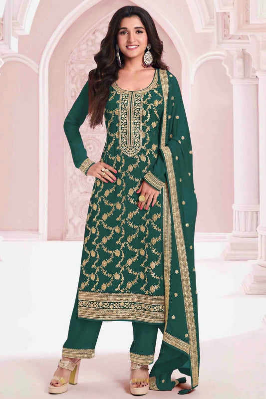 Rama Green Viscose Jacquard Pant Style Suit NCSM11410113