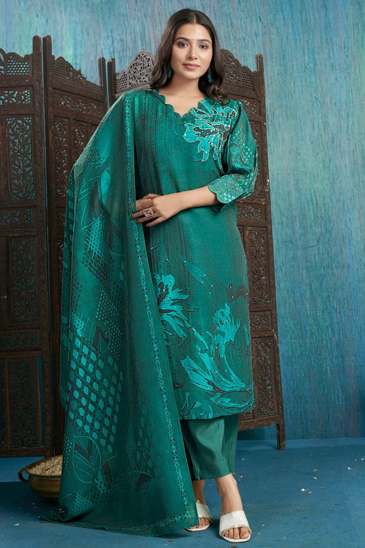 Rama Green Viscose Silk Stitched Suit NCSS11111415