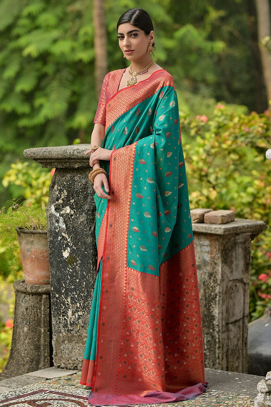 Rama Green Woven Banarasi Silk Saree NCSD12610169