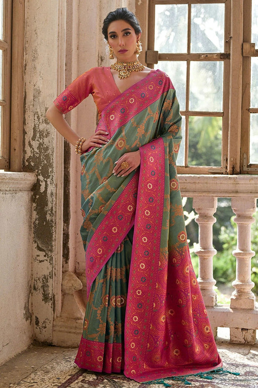 Rama Green Woven Banarasi Silk Saree NCSD12610181
