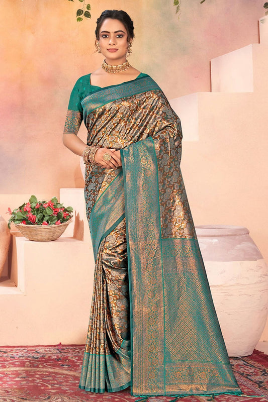 Rama Green Woven Kanjivaram Silk Saree NCSD11010490