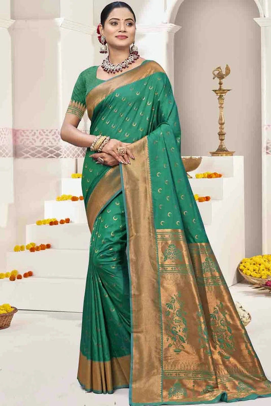 Rama Green Woven Silk Traditional Saree NCSD11010106