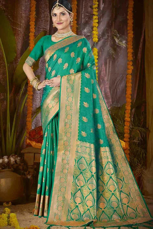 Rama Green Woven Silk Traditional Saree NCSD11010137