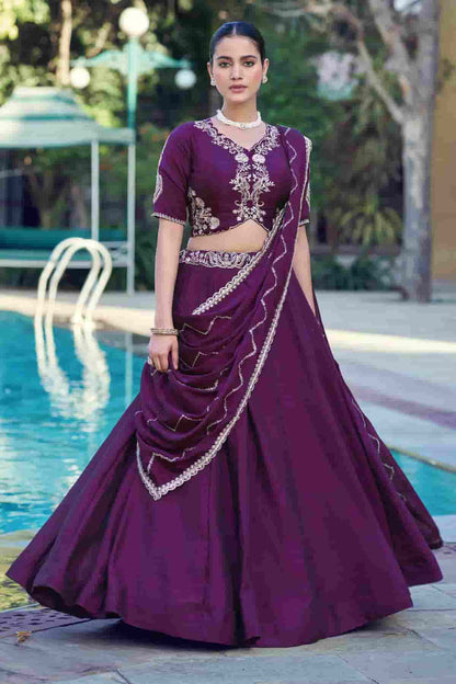 Rangoli Crush Embroidery Sequins Work Lehenga Choli In Purple Colour NCLD1300036