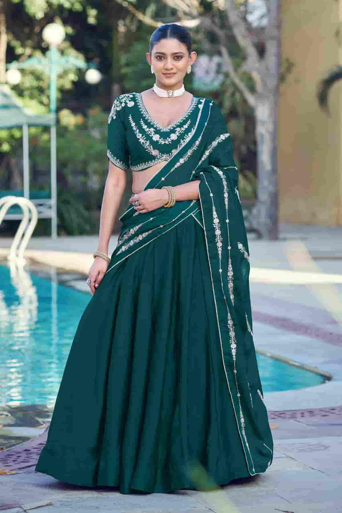 Rangoli Crush Embroidery Sequins Work Lehenga Choli In Teal Green Colour NCLD1300035