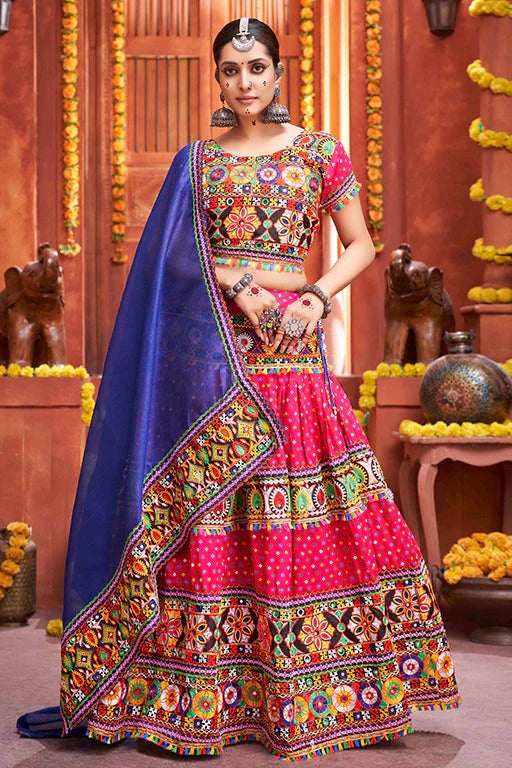 Rani Pink Cotton Silk Navratri Lehenga Choli NCLC12410130