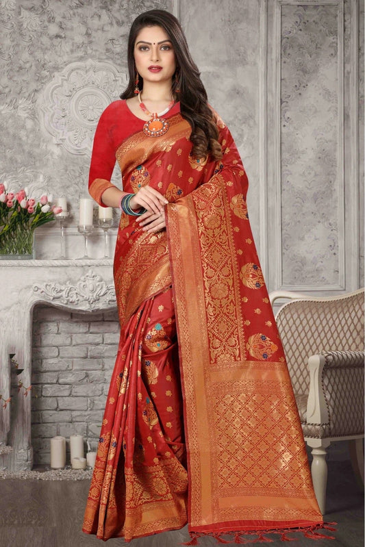 Red Banarasi Art Silk Traditional Saree NCSD11210756