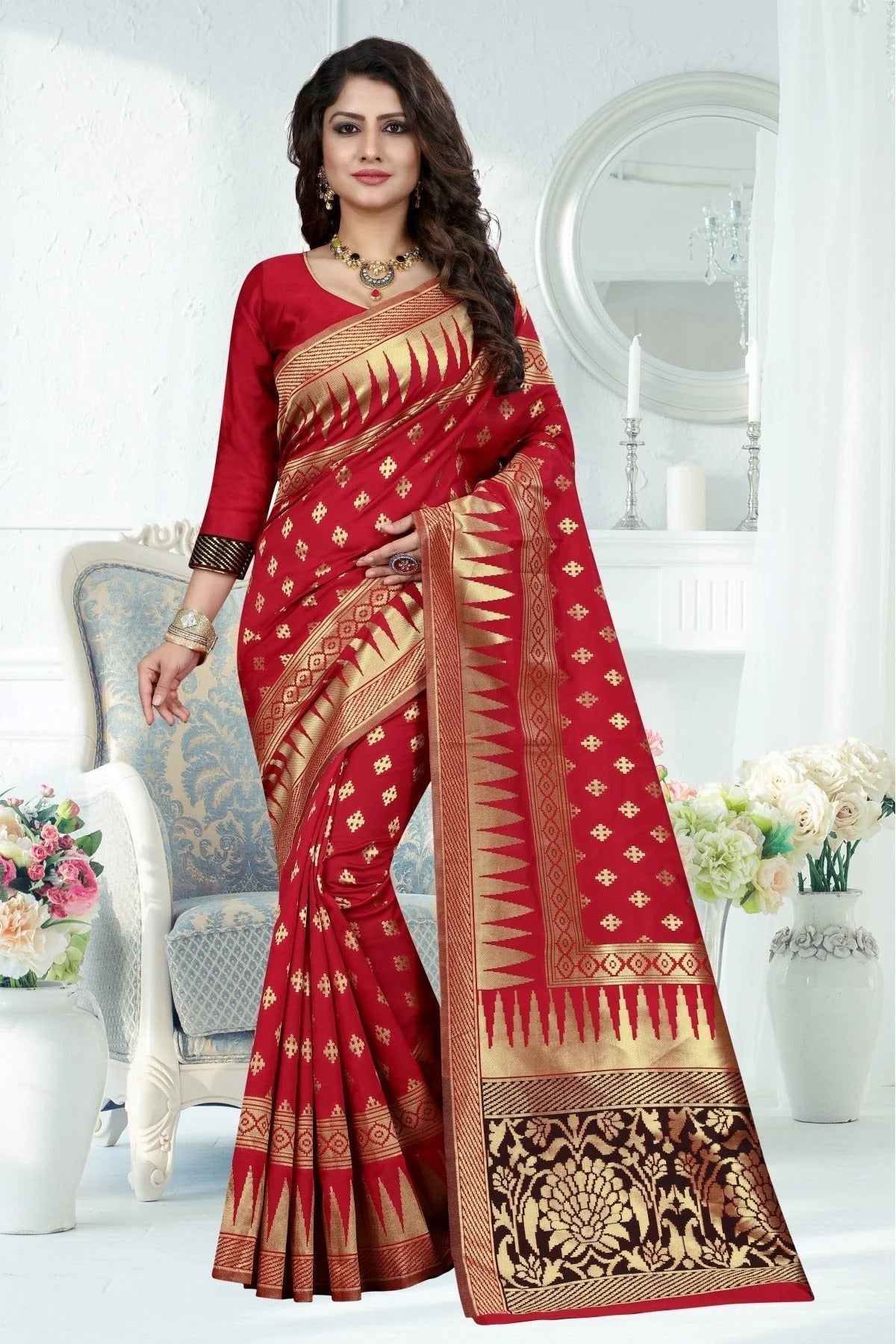 Red Banarasi Art Silk Woven Saree NCSD11210794