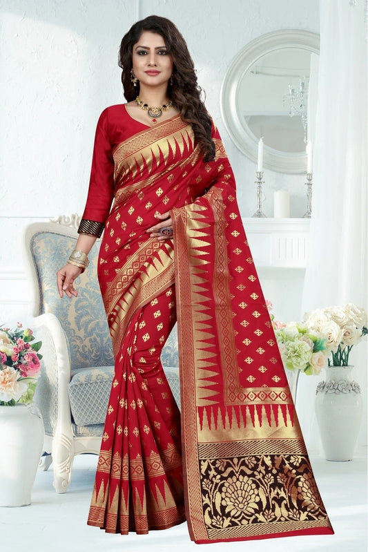 Red Banarasi Art Silk Woven Saree NCSD11210794