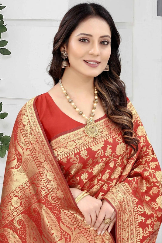 Red Banarasi Art Silk Woven Saree NCSD11210838