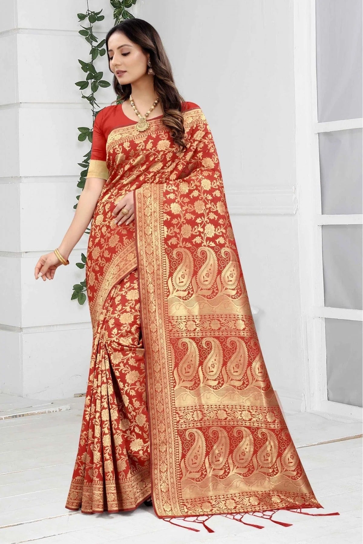 Red Banarasi Art Silk Woven Saree NCSD11210838