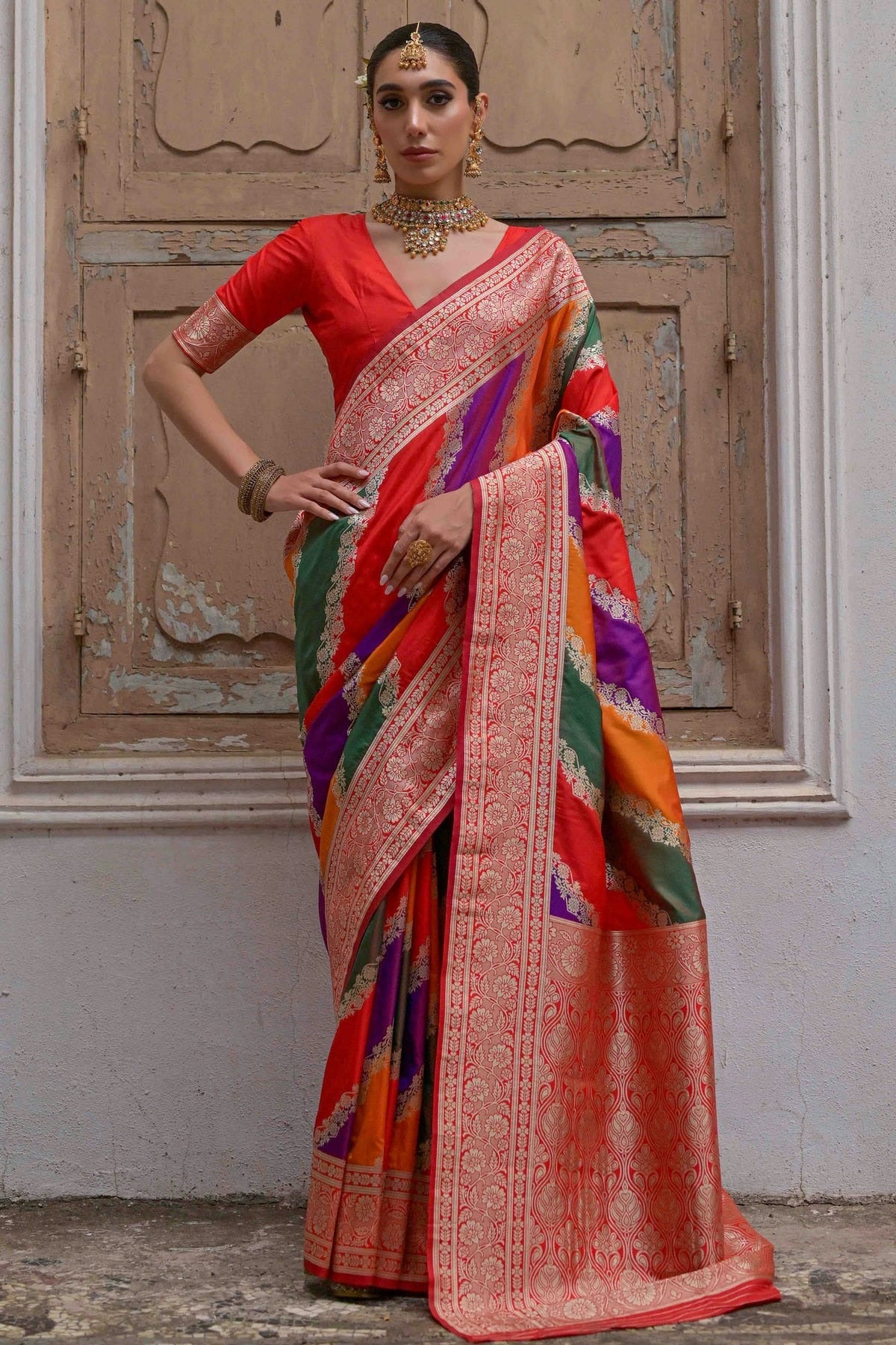 Red Banarasi Silk Traditional Saree NCSD12610143
