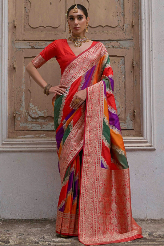 Red Banarasi Silk Traditional Saree NCSD12610143