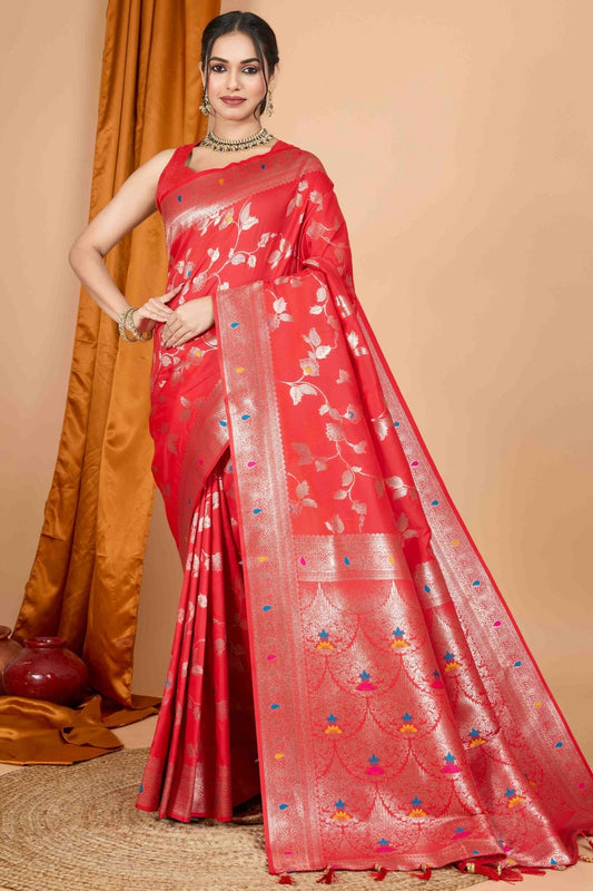 Red Banarasi Silk Woven Traditional Saree NCSD11110468