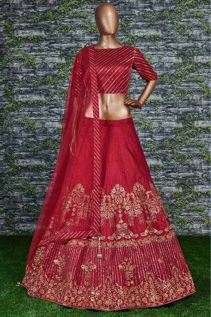 Red Banglory Silk Lehenga Choli NCLC10110279