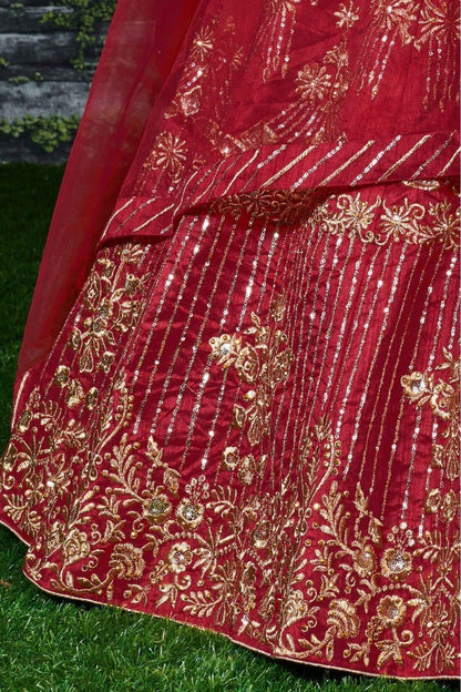 Red Banglory Silk Lehenga Choli NCLC10110279