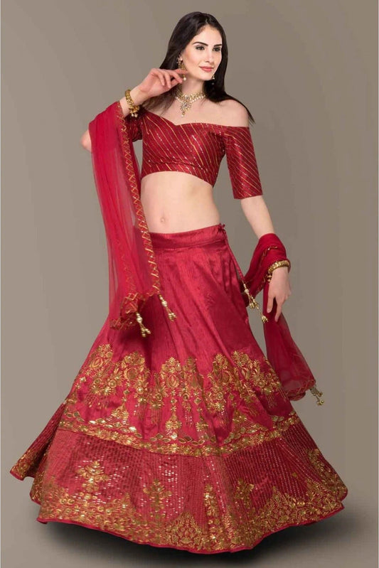 Red Banglory Silk Lehenga Choli NCLC10110279