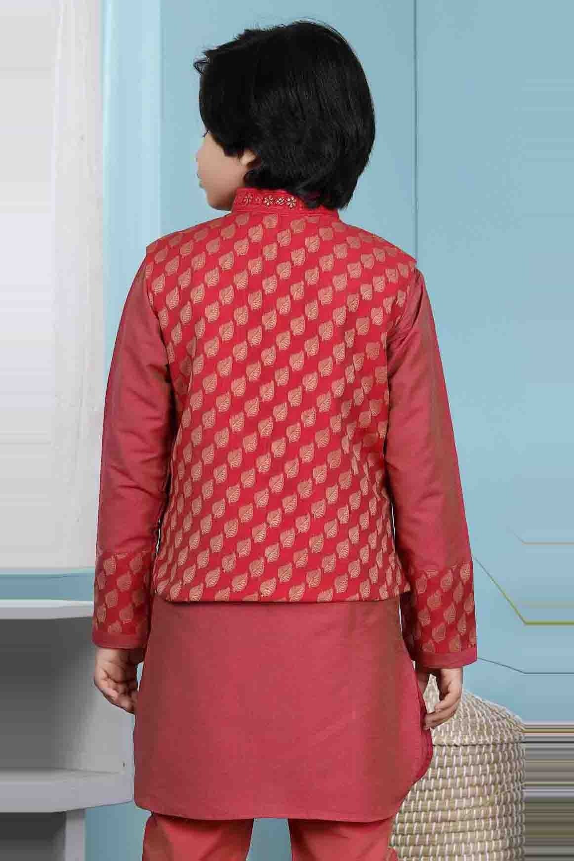 Red Chanderi Silk Jacket  NCBW10710729