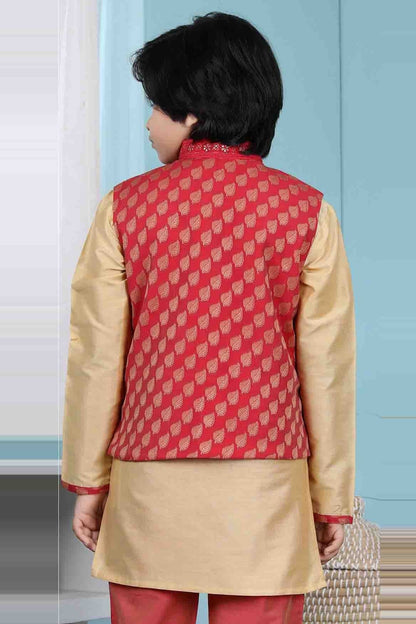 Red Chanderi Silk Jacket  NCBW10710730