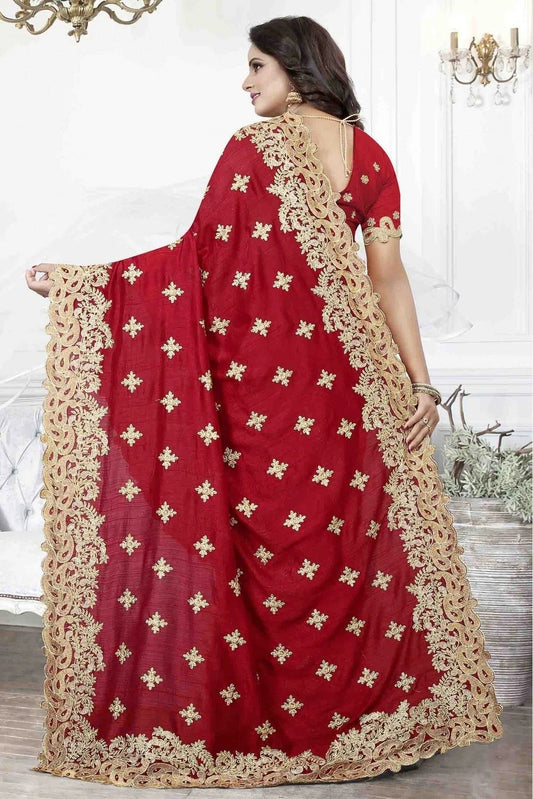 Red Cherry Silk Designer Saree NCSD11210634
