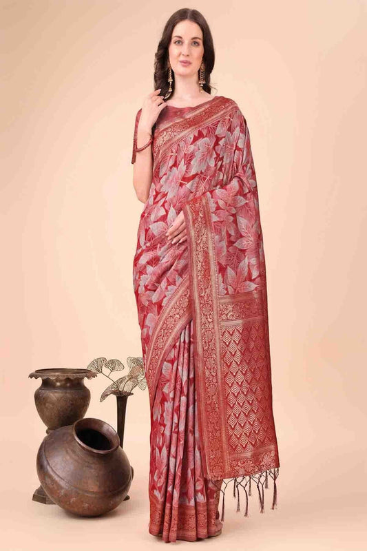 Red Cotton Printed Traditional Sarees  NCSD11110235