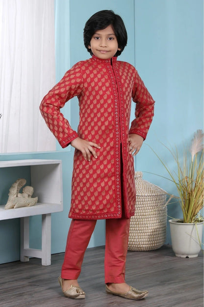Red Cotton Silk Kurta Pajama NCBW10710671