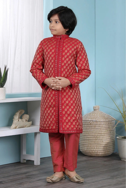Red Cotton Silk Kurta Pajama NCBW10710671