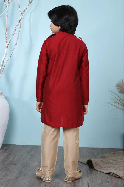 Red Cotton Silk Kurta Pajama NCBW10710678