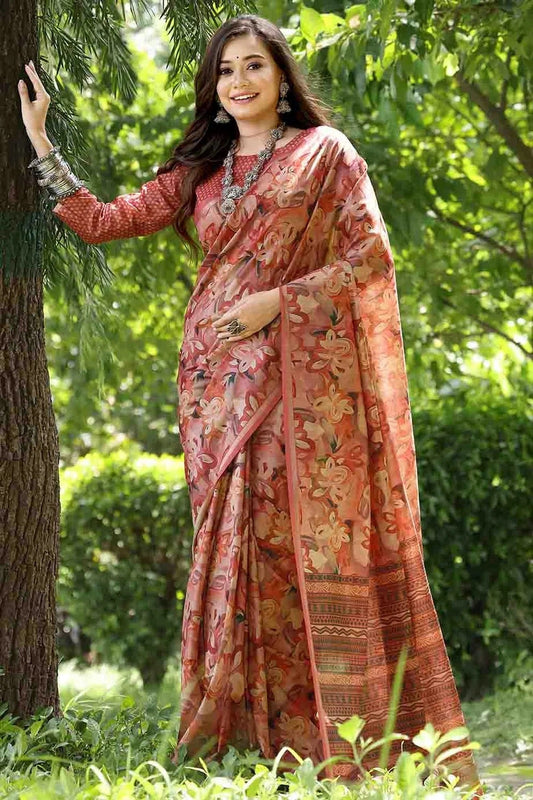 Red Cotton Silk Traditional Saree NCSD12610102