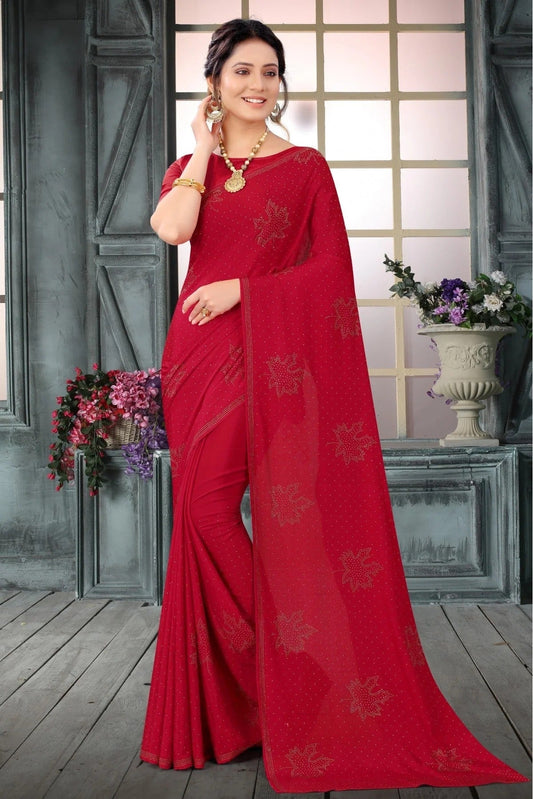 Red Crepe SwaroNCki Saree NCSD11210809