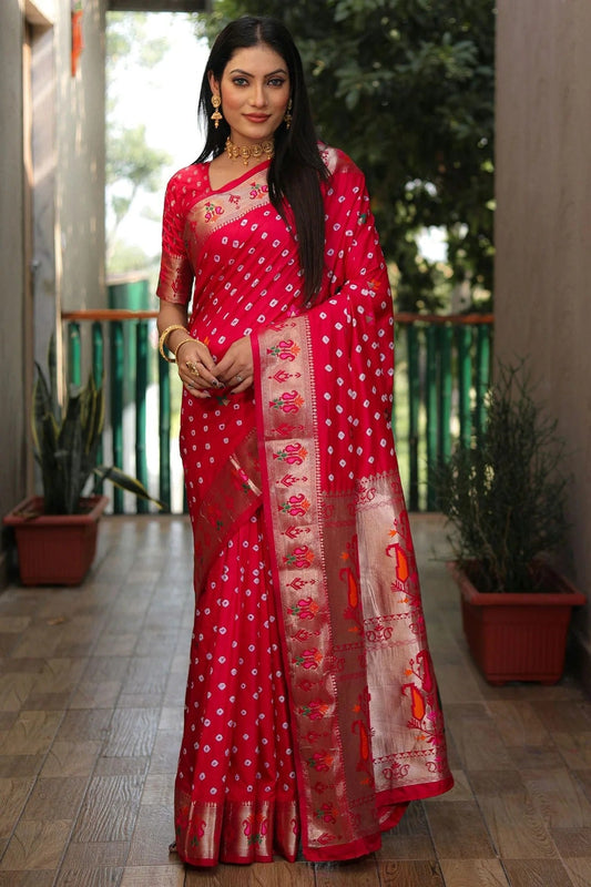 Red Dola Silk Paithani Saree NCSD11112218