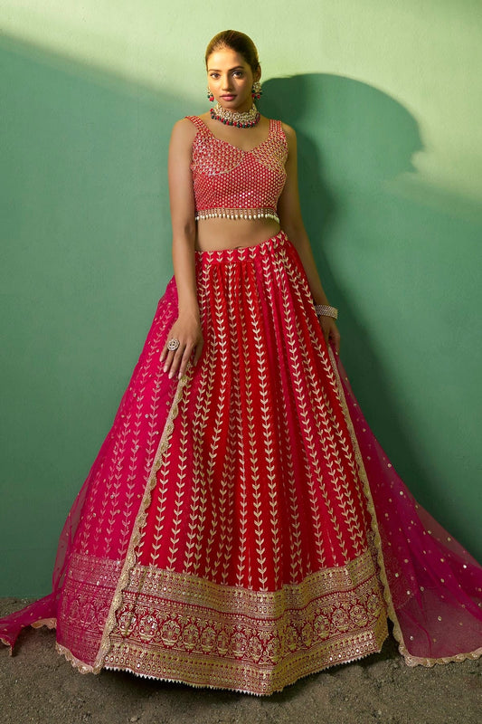 Red Embroidery Georgette Lehenga Choli NCLD10810272