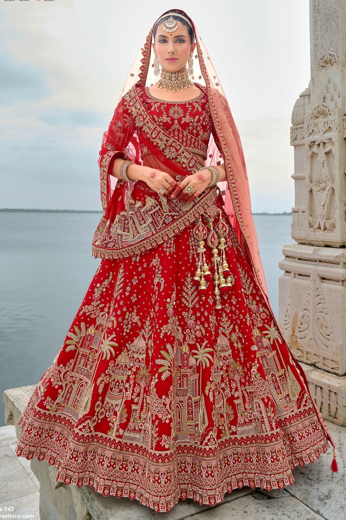 Red Embroidery Silk Lehenga Choli NCLC12910140