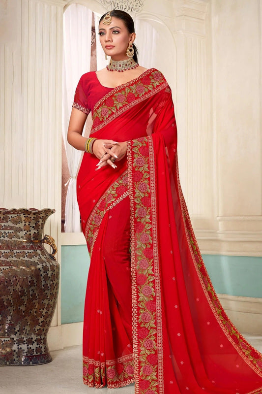 Red Georgette Designer Saree NCLC11210363
