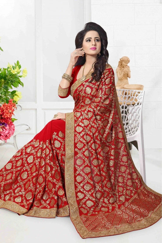 Red Georgette Designer Saree NCSD10910643