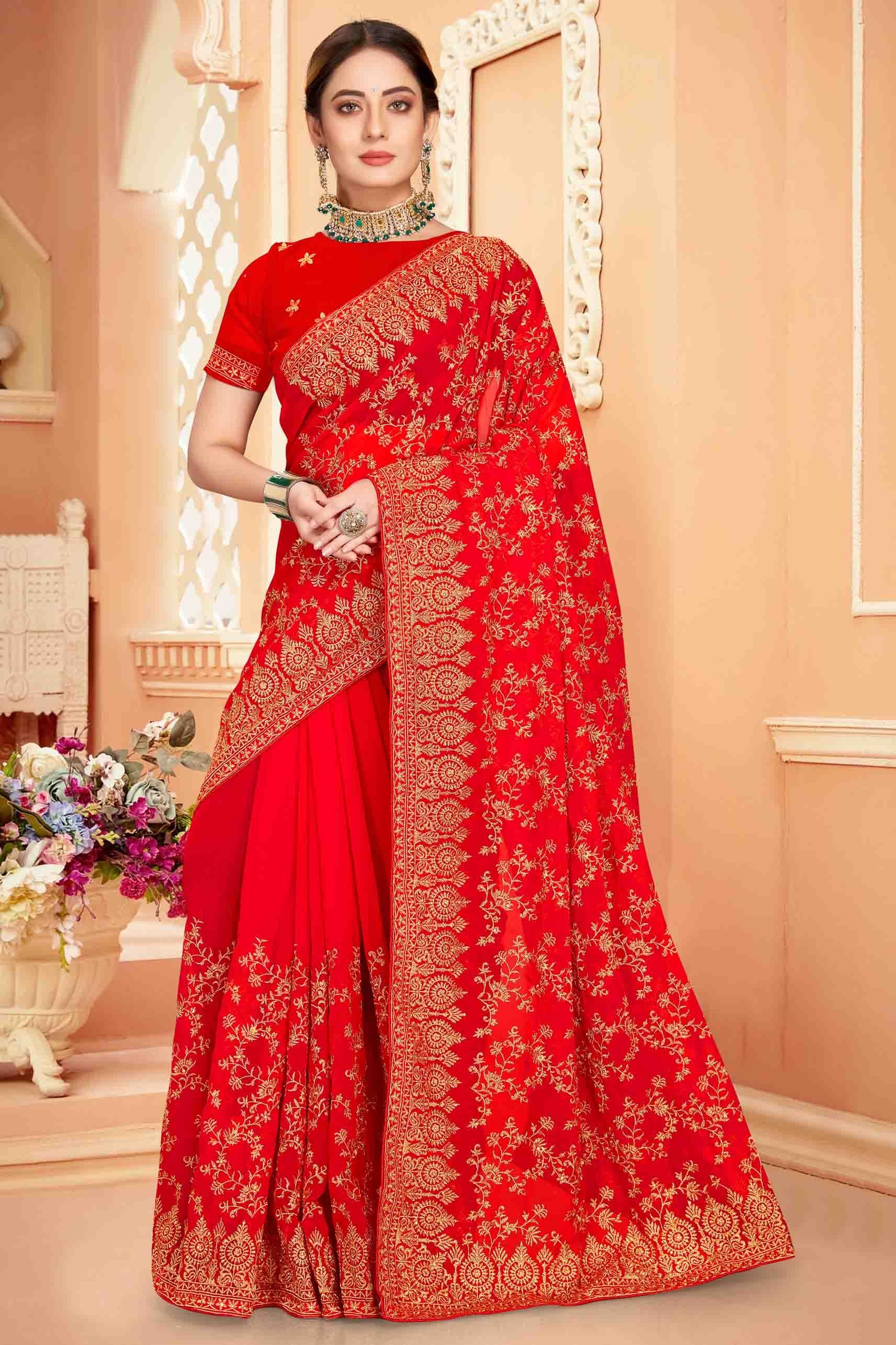 Red Georgette Designer Saree NCSD10910749