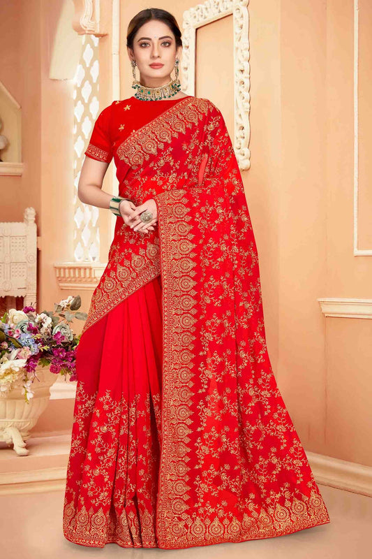 Red Georgette Designer Saree NCSD10910749