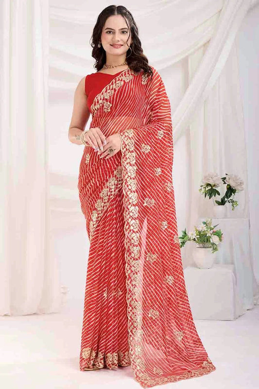 Red Georgette Designer Saree NCSD11110963