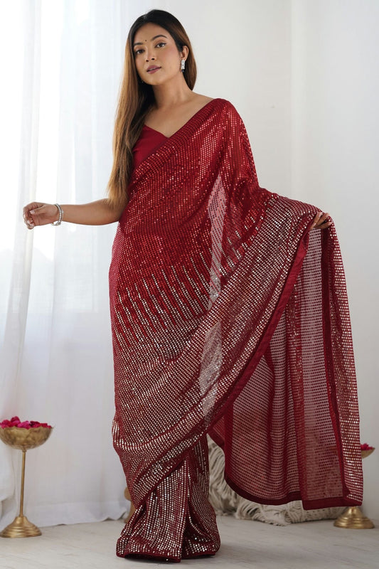 Red Georgette Designer Saree NCSD11111616