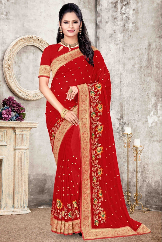 Red Georgette Designer Saree NCSD11210744