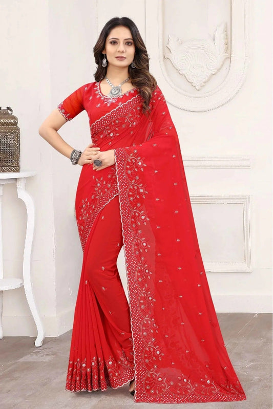 Red Georgette Designer Saree NCSD11210832