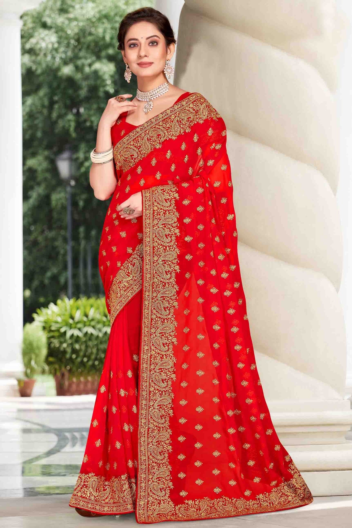 Red Georgette Designer Saree NCSD11210889